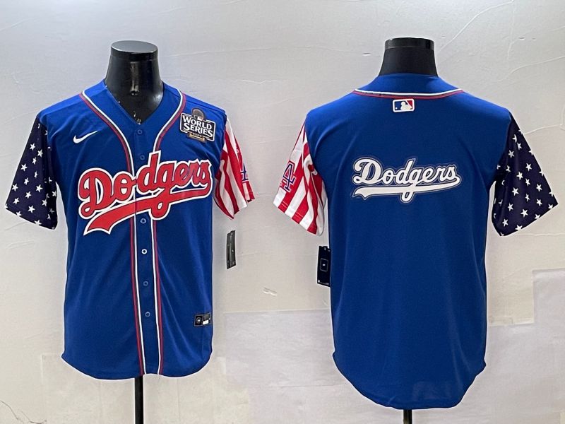 Men Los Angeles Dodgers Blank Blue a generation of national flags Joint name 2025 Nike MLB Jersey style 15